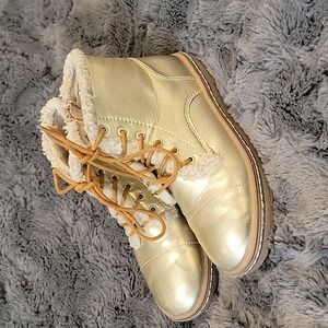Hoo Aubrey fur lace boot Gold size 4